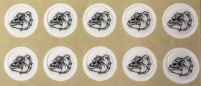 10 Ampipe Bulldogs 1/2 " award decals (from the movie " All tthe Right Moves " with Tom Cruise